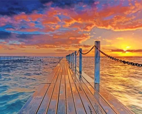 Aesthetic Sunset Pier paint by numbers