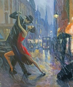 Tango Dancers In The Rain paint by numbers