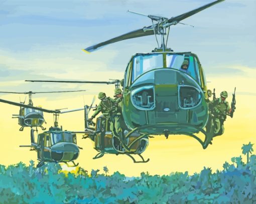 Vietnam Army On Helicopters paint by numbers