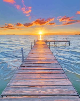 Wooden Pier At Sunset paint by numbers