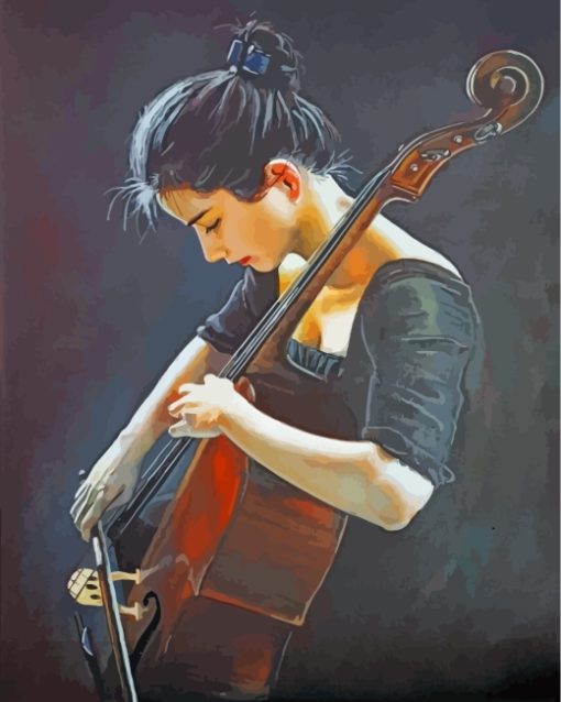 Young Girl Playing Cello paint by numbers