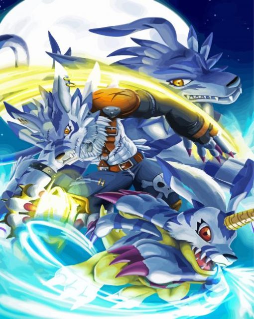 Gabumon And Garurumon paint by numbers