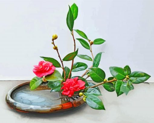 Pink Ikebana Flowers paint by numbers