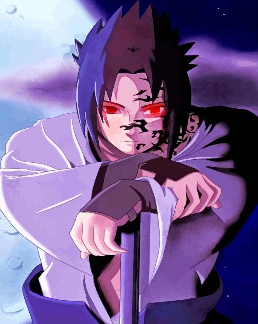 Aesthetic Sasuke Anime paint by numbers