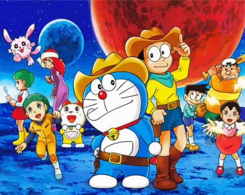 Doraemon katu kosmikoa paint by numbers