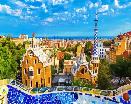 Aesthetic Gaudi Buildings paint by numbers