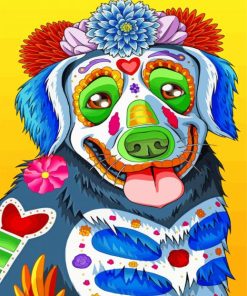 Cute Sugar Skull Dog paint by numbers