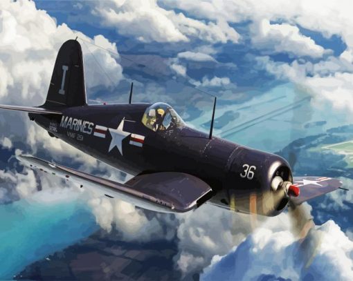 Airplane Vought F4U Corsair paint by numbers