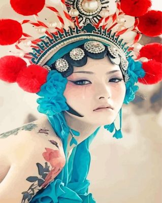 Asian Lady With Headdress paint by numbers