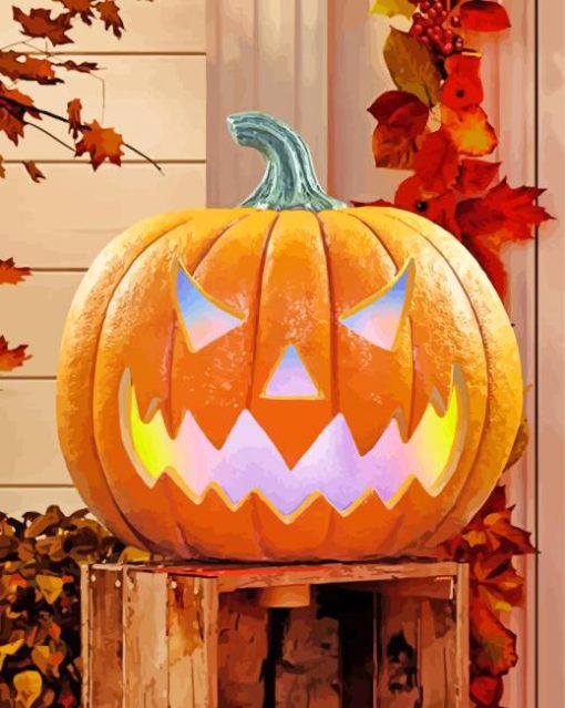 Autumn Jack O Lantern paint by numbers