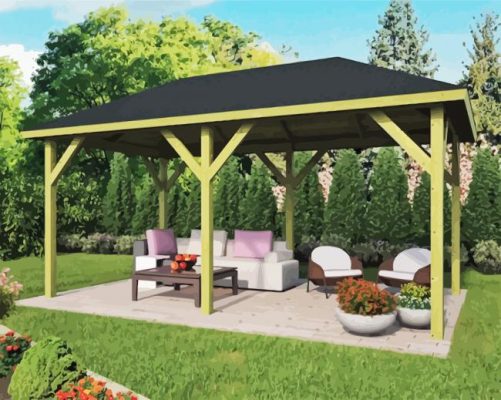 Beautiful Gazebo In Garden paint by numbers