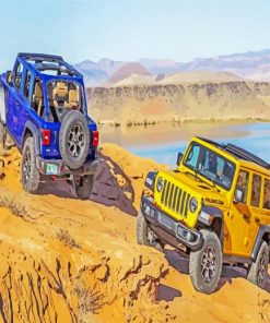 Yellow And Blue Jeeps paint by numbers