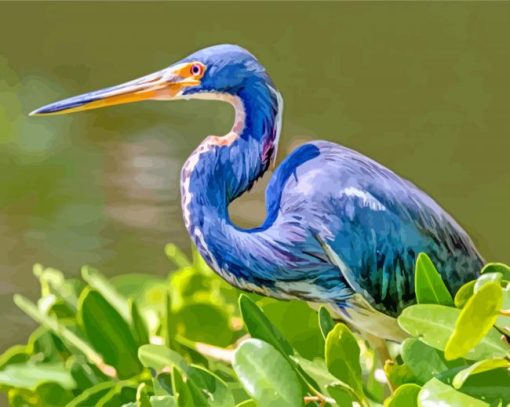 Aesthetic Blue Heron Bird paint by numbers