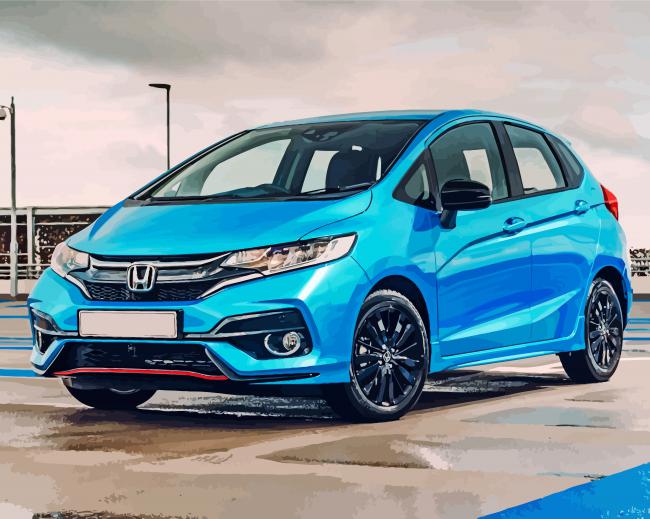 Blue Honda Car paint by numbers