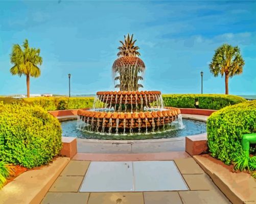 Aesthetic Pineapple Fountain paint by numbers