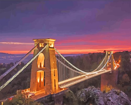 Clifton Suspension Bridge At Sunset paint by numbers