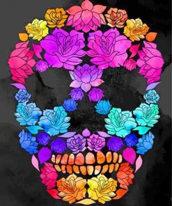 Colorful Floral skull paint by numbers