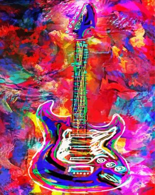 Colorful Electric Guitar paint by numbers