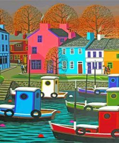 Colorful Houses Harbour paint by number