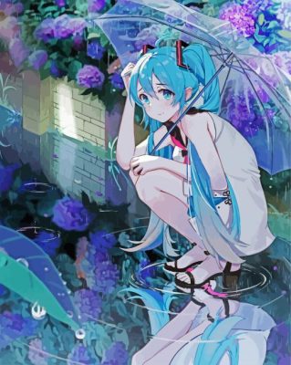 Hatsune With Umbrella paint by numbers