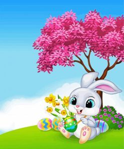 Easter Bunny Under Tree paint by numbers