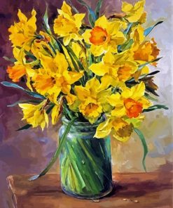 Daffodils Glass Vase paint by numbers