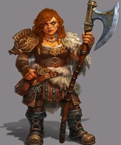 Warrior Dwarf Lady paint by numbers