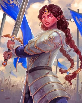 Elf Warrior Lady paint by numbers