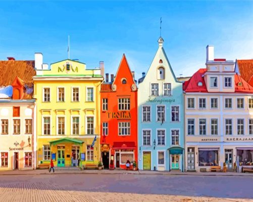 Aesthetics Estonia Buildings paint by numbers