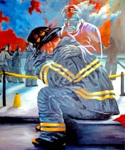 Firefighter Crying paint by numbers