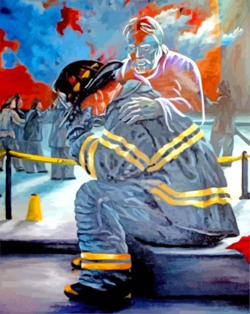 Firefighter Crying paint by numbers