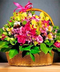 Colorful Flowers Basket paint by numbers