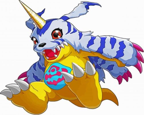 Gabumon Digimon paint by numbers