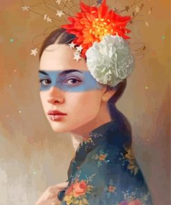 Beautiful Lady With Flowers Headdress paint by numbers