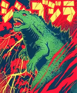 Green Godzilla Illustration paint by numbers