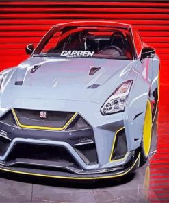 White Nissan GTR Car paint by numbers