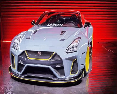 White Nissan GTR Car paint by numbers