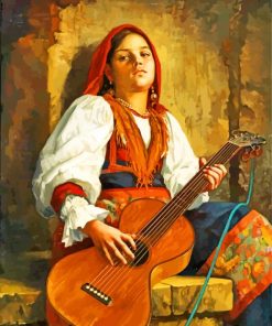 Artist Guitarist Lady paint by numbers