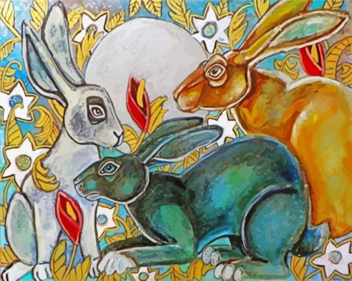 Hares Animals Art paint by numbers