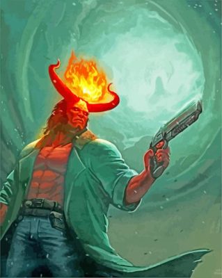 Hellboy Carrying A Gun paint by numbers