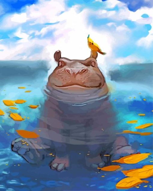 Hippo And Bird paint by numbers