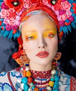 Woman With Colorful Headdress paint by numbers