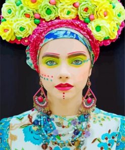 Lady With Floral Headdress paint by numbers