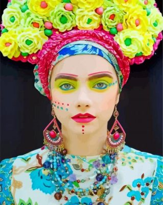 Lady With Floral Headdress paint by numbers