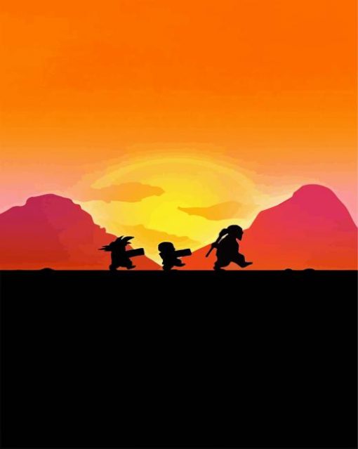 Dragon Ball Characters Silhouette paint by numbers