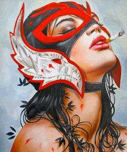 Masked Woman Smoking paint by numbers