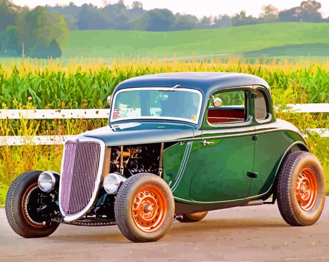 Vintage Mini Hotrod paint by numbers