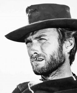 Monochrome Clint Eastwood paint by numbers