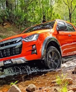 Aesthetic Orange Isuzu Car paint by numbers