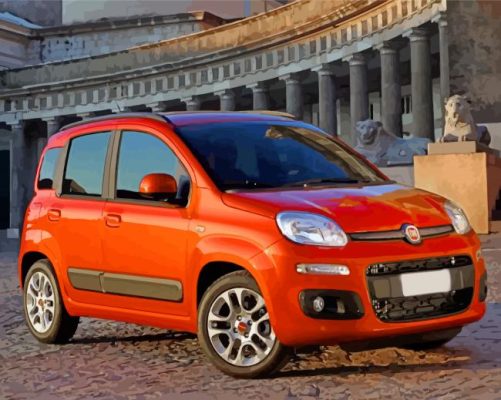 Orange Fiat Panda paint by numbers
